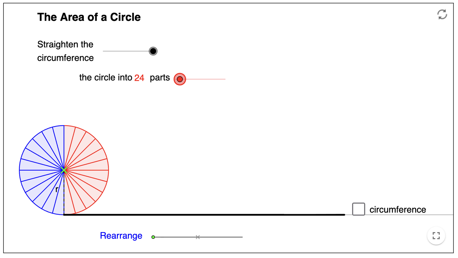 areacirclegeogebra